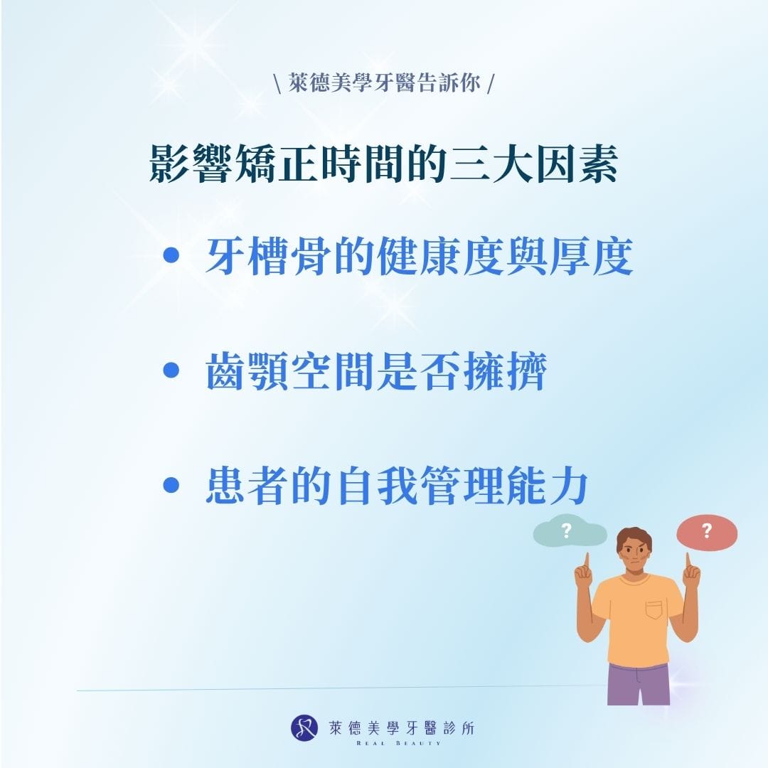 矯正牙齒多久別再猜!從流程到年齡影響完整說明 1 影響矯正時間的三大因素